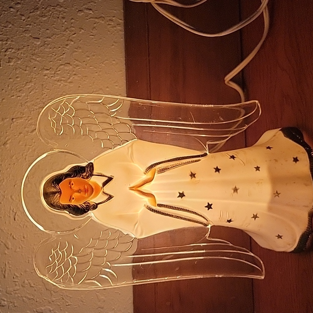 White Angel Figurine with Gold Accents
